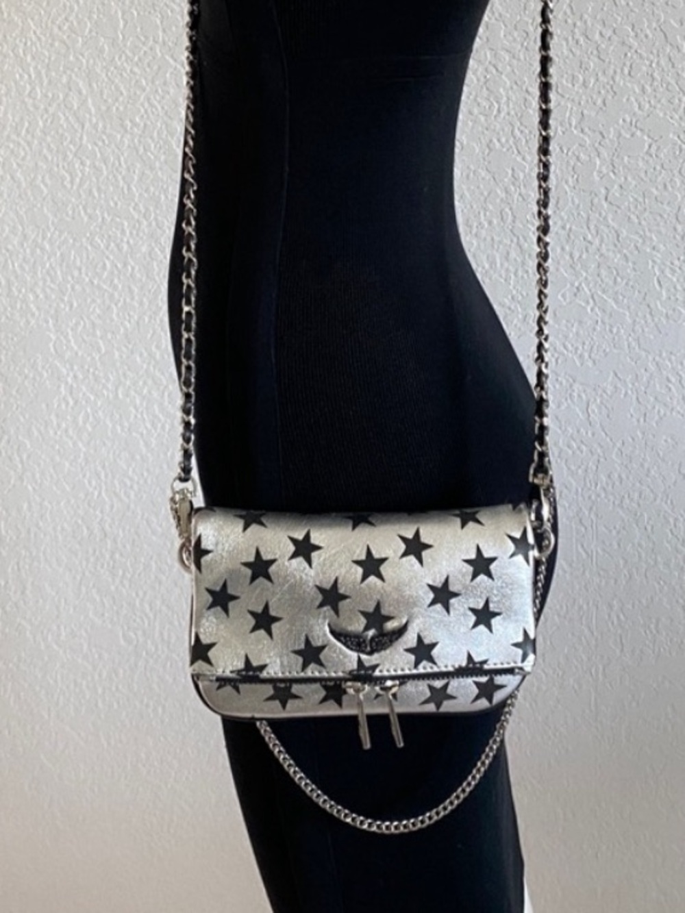 Zadig & Voltaire Rock Star Print Crossbody Bag In Silver - Picture 2 of 14
